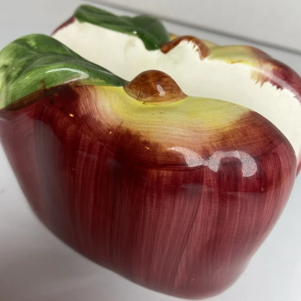 Vintage Ceramic Apple Napkin Holder Farmhouse Kitchen